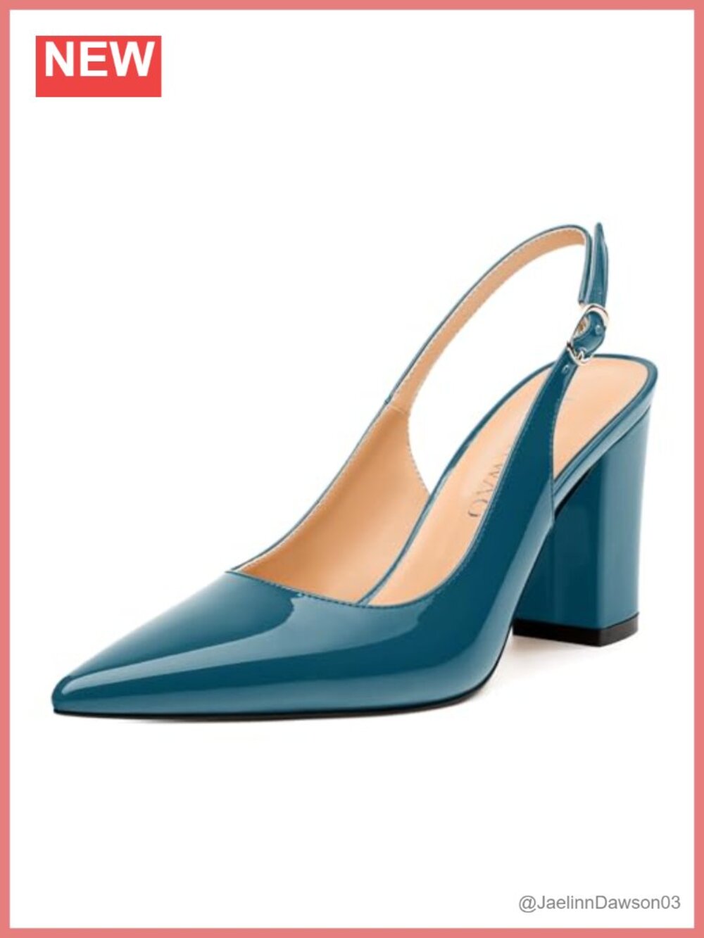 Patent Leather Pointed Toe Slingback Pumps with Buckle High Heels